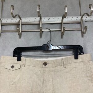 Claiborne Pants Men's 34X34 Beige Linen Academia Casual Straight Hybrid Summer